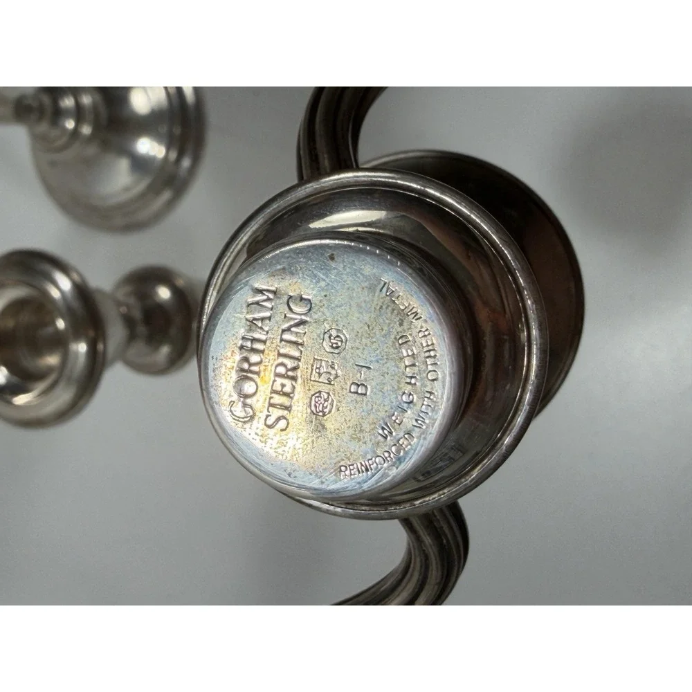 Gorham Sterling Silver Weighted Twist 808/1 Candelabra‎ Dents On It Pair